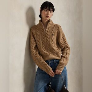 NWOT - Polo Ralph Lauren Cable Wool Cashmere Half Zip Sweater
